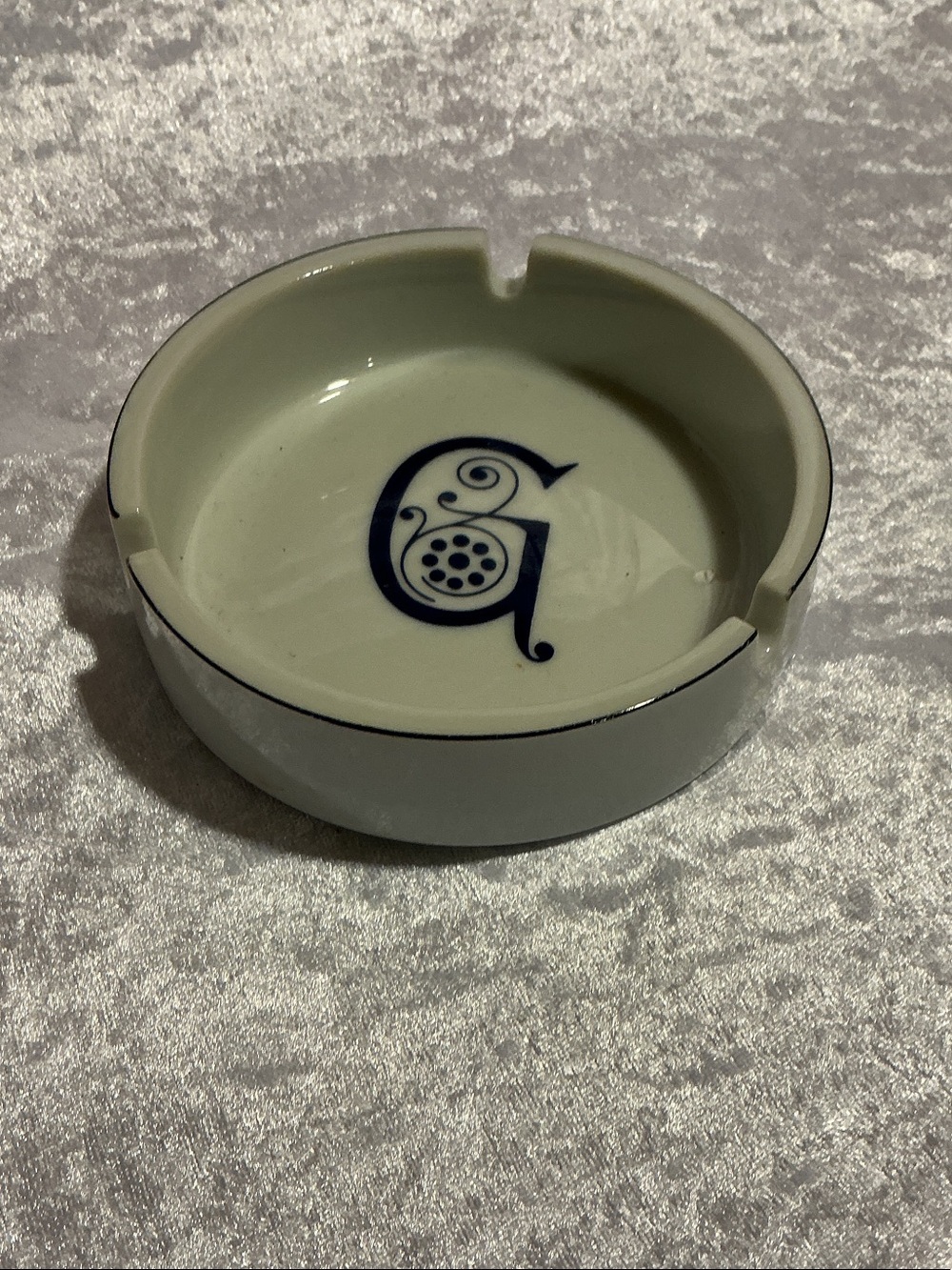 Monogram Ceramic Ashtray with Blue 'G'